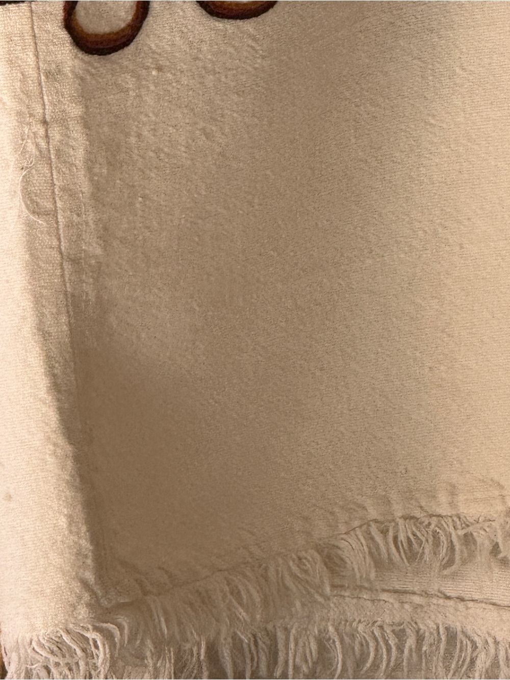 traditional white Ethiopian handwoven cotton blanket  brown embroidered crosses - Picture 7 of 11